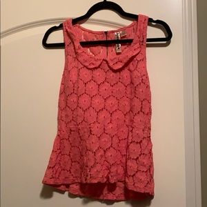 Peplum coral lace top